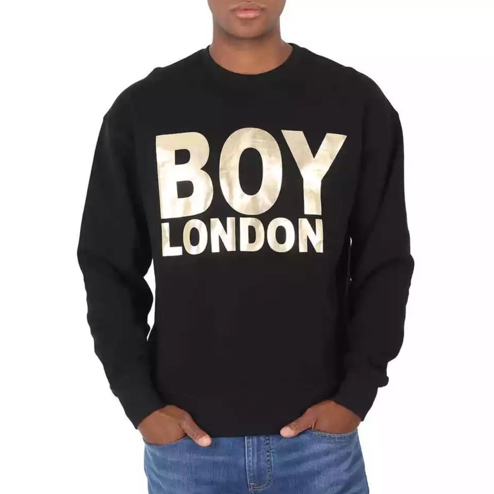 BOY LONDON Logo Print Sweatshirt-BLACK/ GOLD Reflective XS